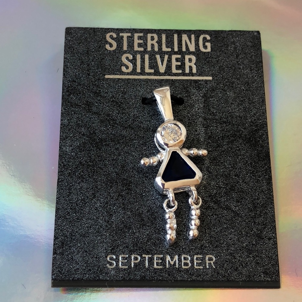 Vintage sterling silver September baby girl charm